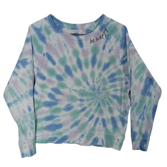 Grayson Threads Tie Dye "Be Happy" Sweatshirt Blue and Purple Crewneck Pullover - Picture 1 of 11